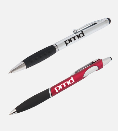 Silver pen and red pen with PMD logo