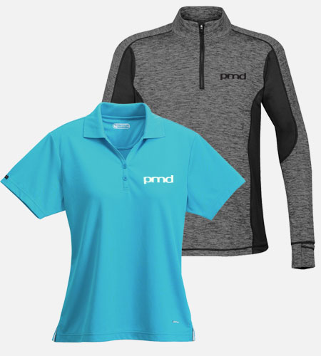 Long sleeve and short sleeve shirts with PMD logo